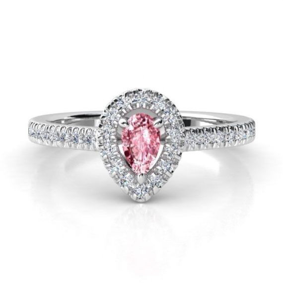 Anillo con zafiro rosa y diamantes
