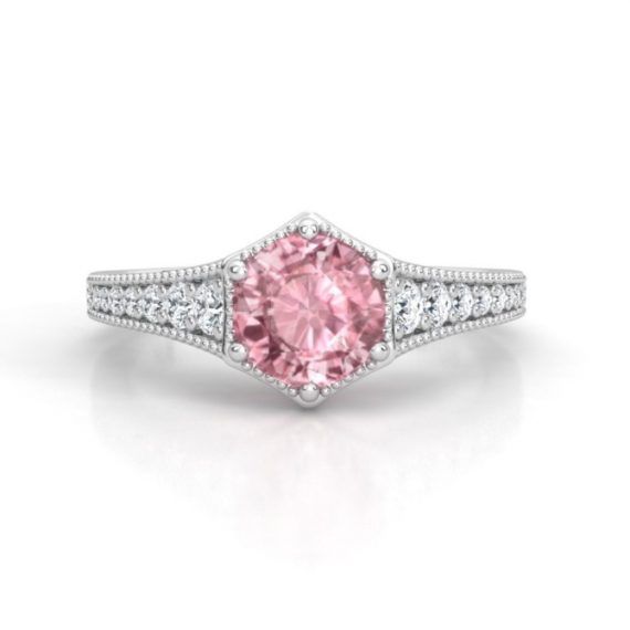 Anillo art deco zafiro rosa