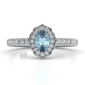 Anillo Art Deco Aguamarina oro blanco de 18kt