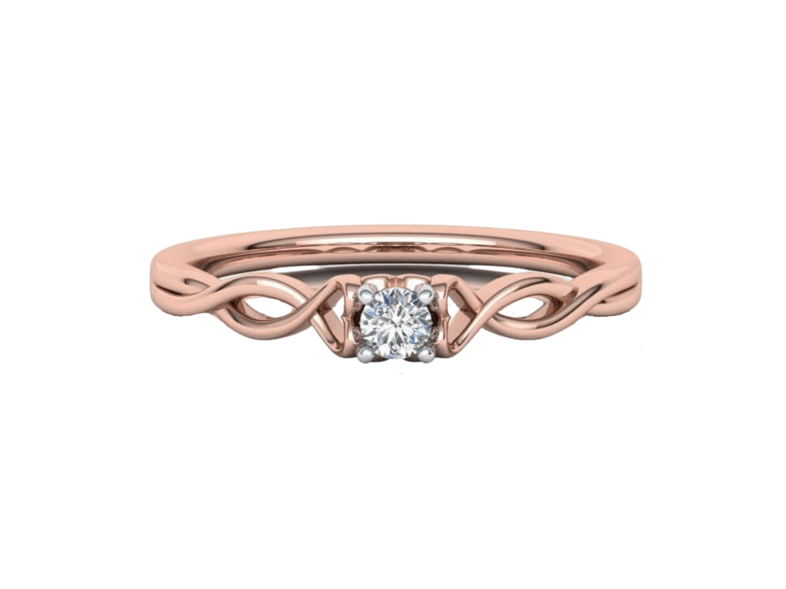 Anillo solitario con diamante "Amor Trenzado"