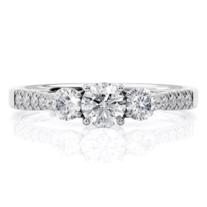 Anillo tresillo oro blanco con diamantes Galatea